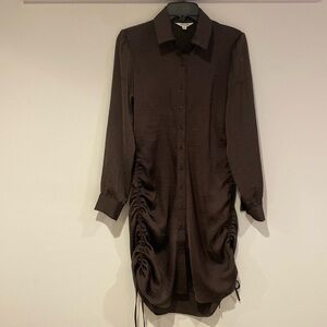 Steve Madden Brown Ruched Shirt Dress